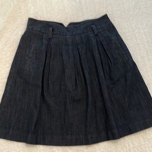 INC denim skirt with pockets and side zip; size 8